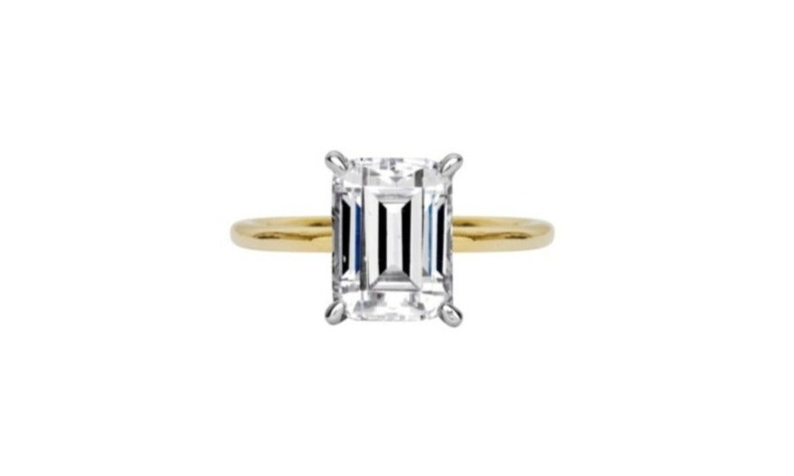 Emerald Cut Solitaire Style Cubic Zirconia in 925 Sterling Silver Ring 1