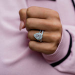 Pear Cut Halo Style Cubic Zirconia in 925 Sterling Silver Ring 1