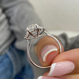 Classic 2.0 CT Oval Moissanite Engagement Ring with Three Stone Design 5