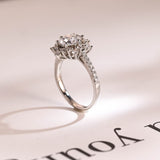 Stunning 0.5 - 1.5 CT Round Moissanite Engagement Ring with Cluster Design 7