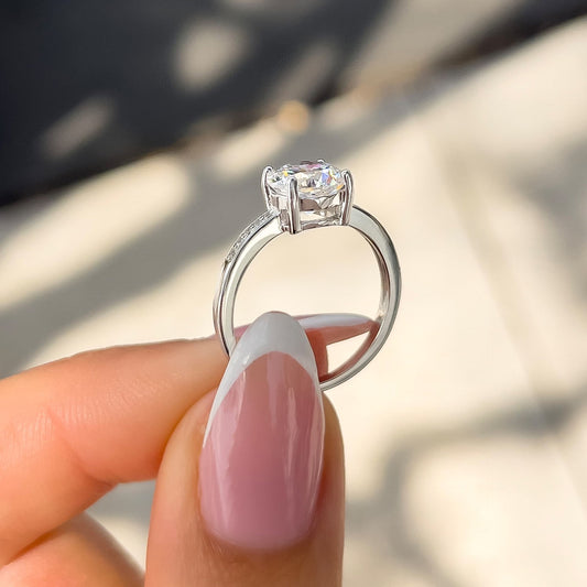 Stunning 1.75 CT Round Moissanite Engagement Ring with Pave Design 2