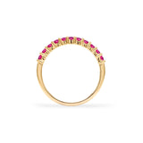 1.1 TCW Round Ruby Lab Made Diamond- July Birthstone Half Eternity Wedding Band 4