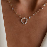 9.36 TCW Round Moonstone Lab Made Diamond-June Birthstone Pendent Necklace 3