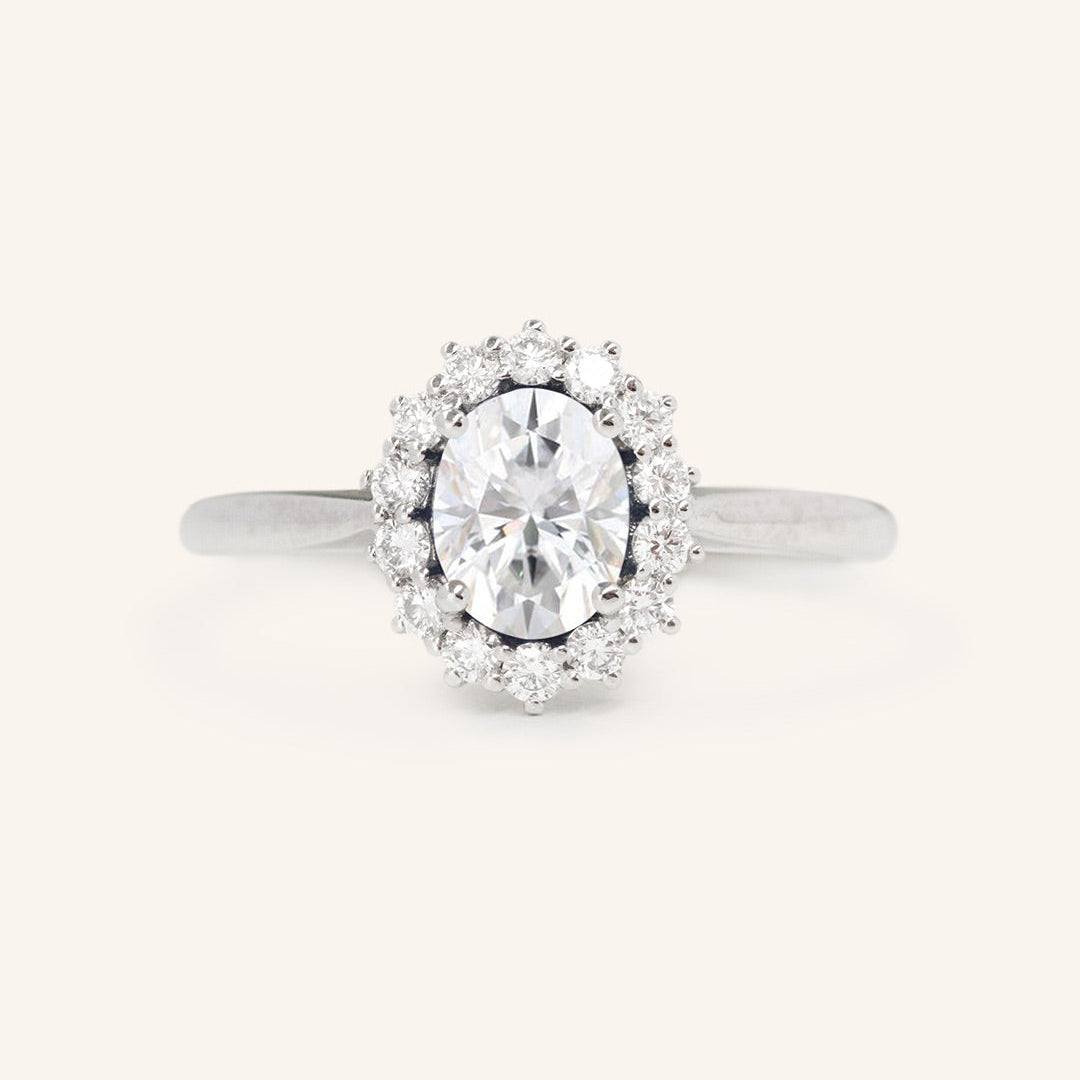 Stunning 1 CT Oval Moissanite Engagement Ring With Halo Design 2