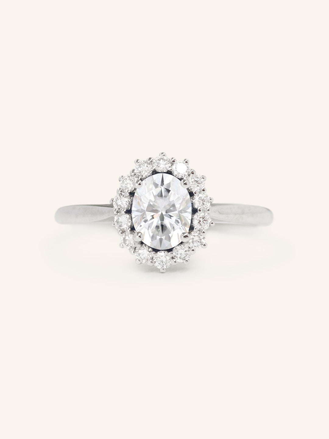 Stunning 1 CT Oval Moissanite Engagement Ring With Halo Design 2