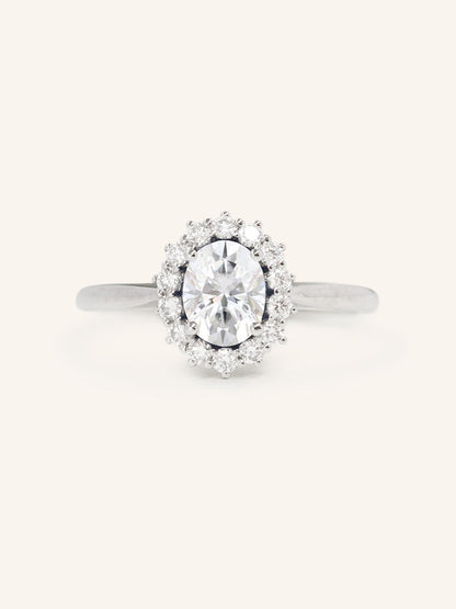 Stunning 1 CT Oval Moissanite Engagement Ring With Halo Design 2