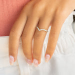 Stunning 0.3 TCW Round Moissanite Stones Curved Wedding Band 4