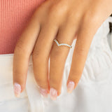 Stunning 0.3 TCW Round Moissanite Stones Curved Wedding Band 4