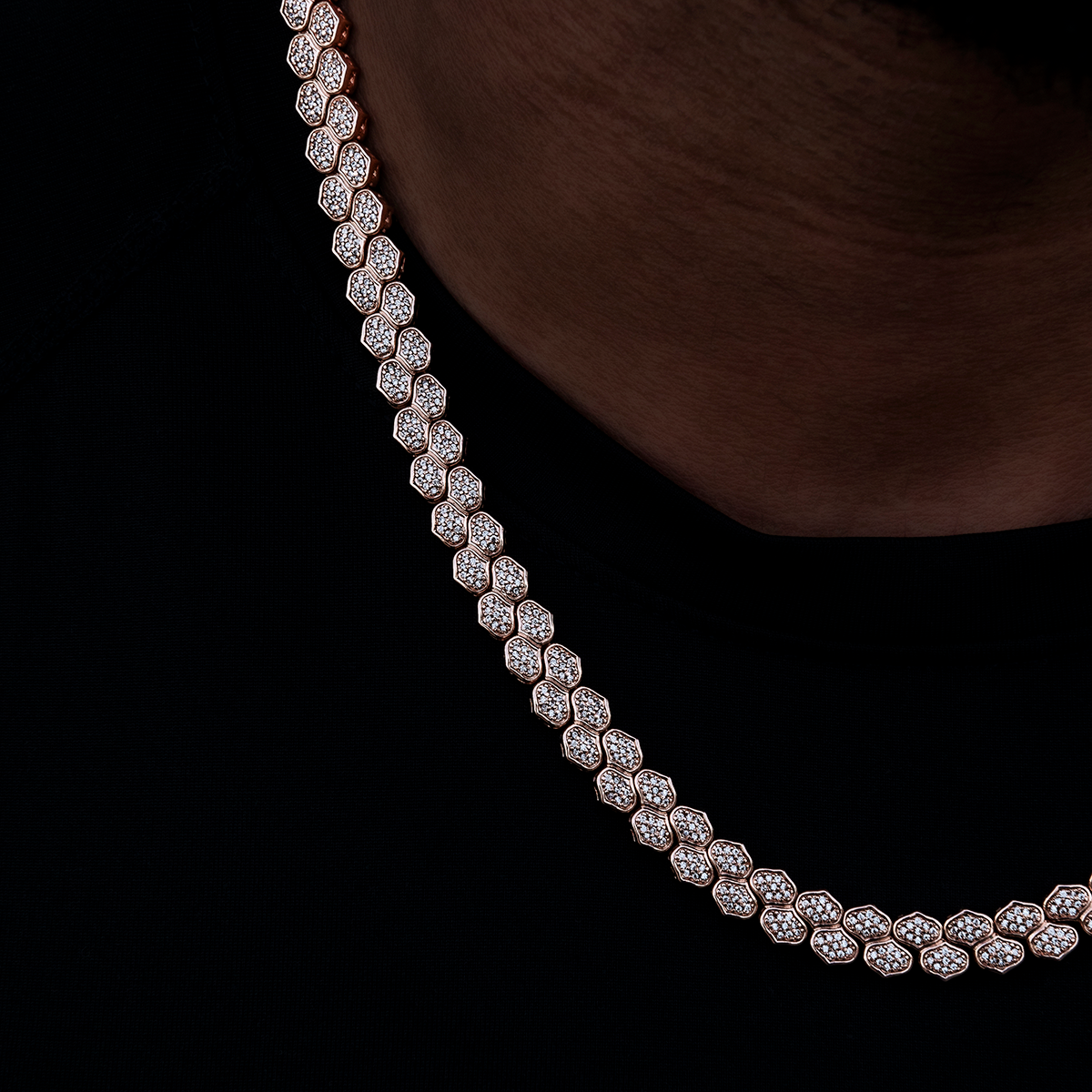 45 CT Round Moissanite Diamond Pave Silver Necklace For Him 3