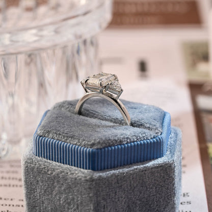 Stunning 3.0 CT Emerald Moissanite Engagement Ring with 3 Stones Design 8