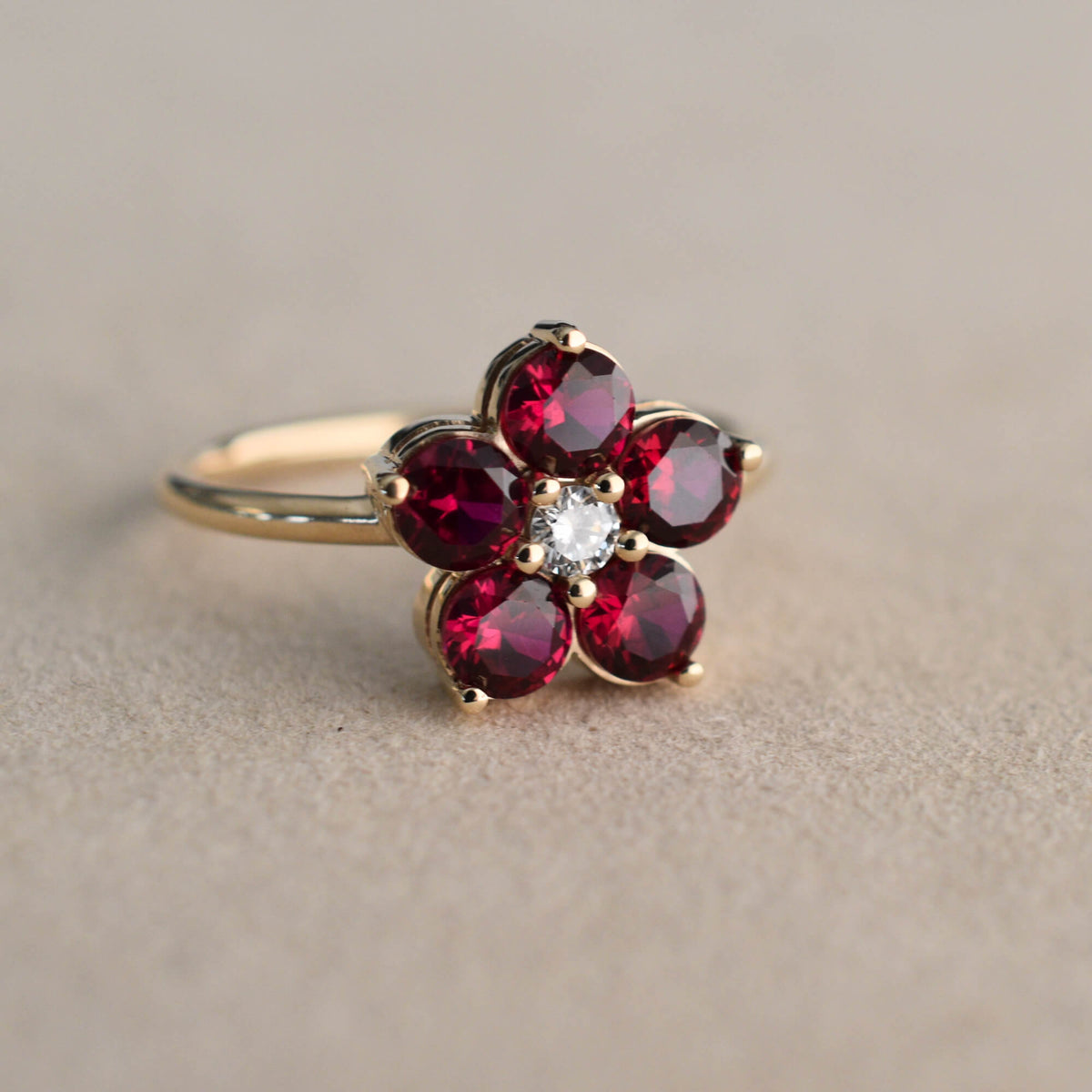0.08 CT Round Ruby Lab Made Diamond- July Birthstone Engagement Ring 7