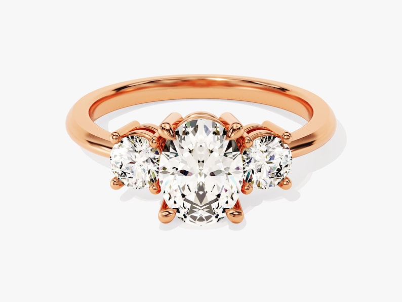 Stunning 1.0-2.0 CT Oval Moissanite Engagement Ring with Tree Stone Design 5