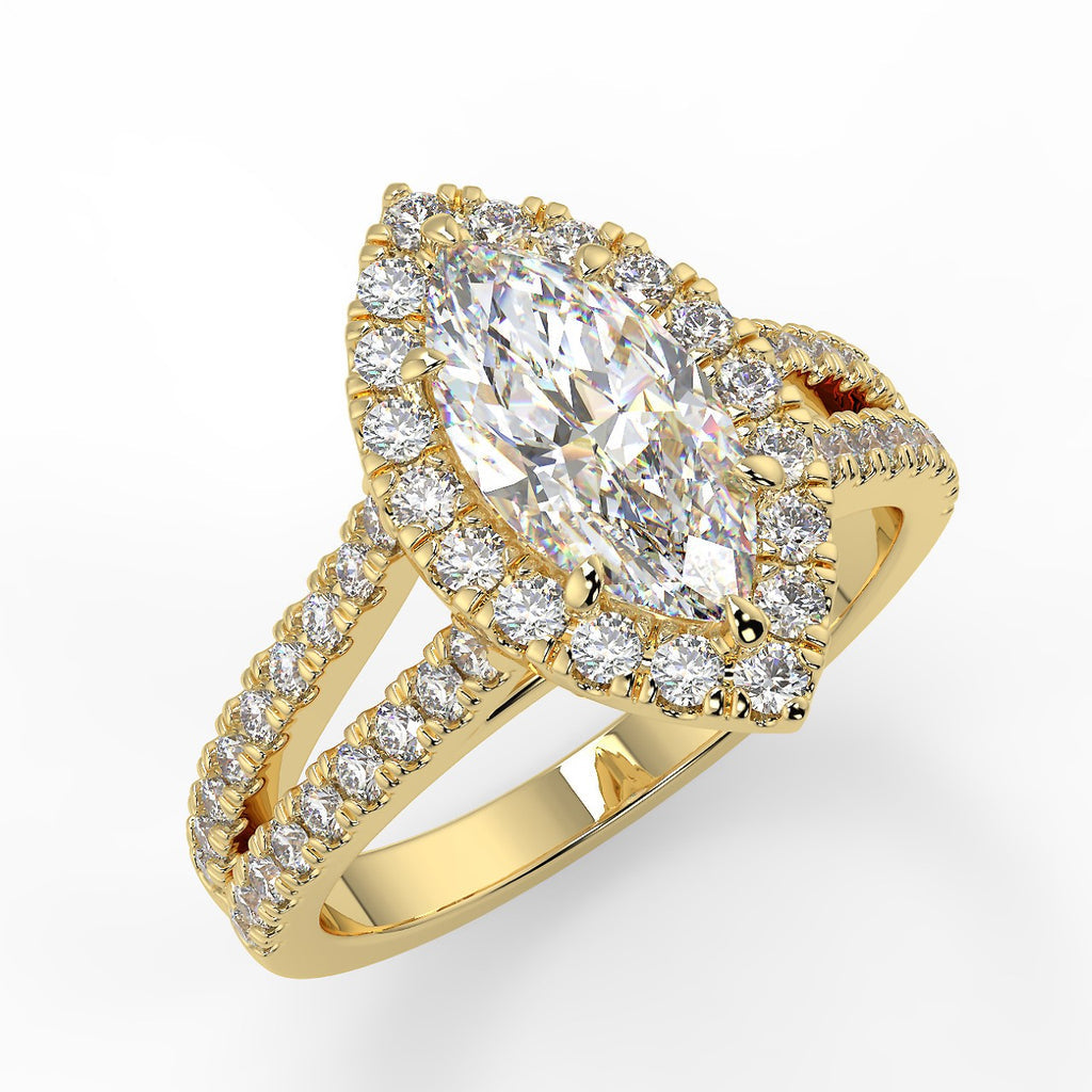 Stunning 1.05 CT Marquise Moissanite Engagement Ring with Halo & Split Shank Design 1