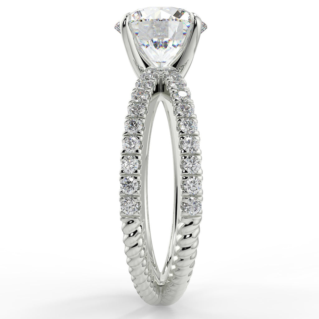 Stunning 2.0 CT Round Moissanite Engagement Ring with Criss-cross Pave Design 7