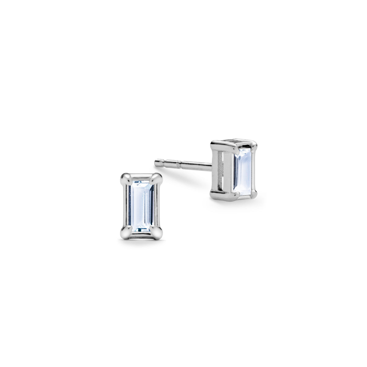0.28 TCW Baguette Aquamarine Lab Made Diamond- March Birthstone Studs 4