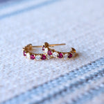 0.27 TCW Round Ruby Lab Made Diamond- July Birthstone Hoop Earrings 6