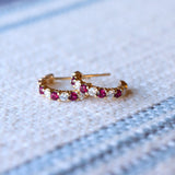 0.27 TCW Round Ruby Lab Made Diamond- July Birthstone Hoop Earrings 6