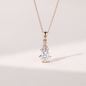 1.13 CT Round Diamond Cluster Pendant Necklace in Solid Gold