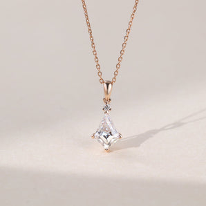 1.05 CT Kite Moissanite Diamond Solitaire Pendant Necklace in Solid Gold