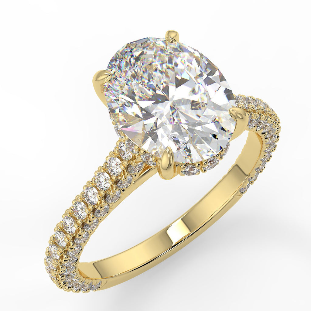 Stunning 2.11 CT Oval Moissanite Engagement Ring with Hidden Halo & Three Side Pave Design 1