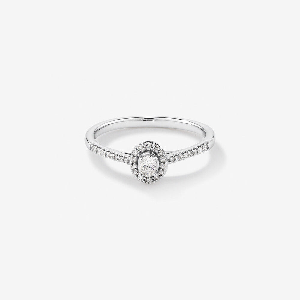 Stunning 0.2 CT Oval Moissanite Engagement Ring with Pave and Halo Design 1