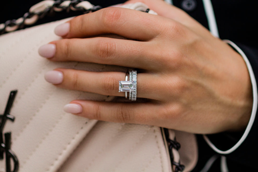 Emerald Cut Solitaire Style Cubic Zirconia in 925 Sterling Silver Ring 2