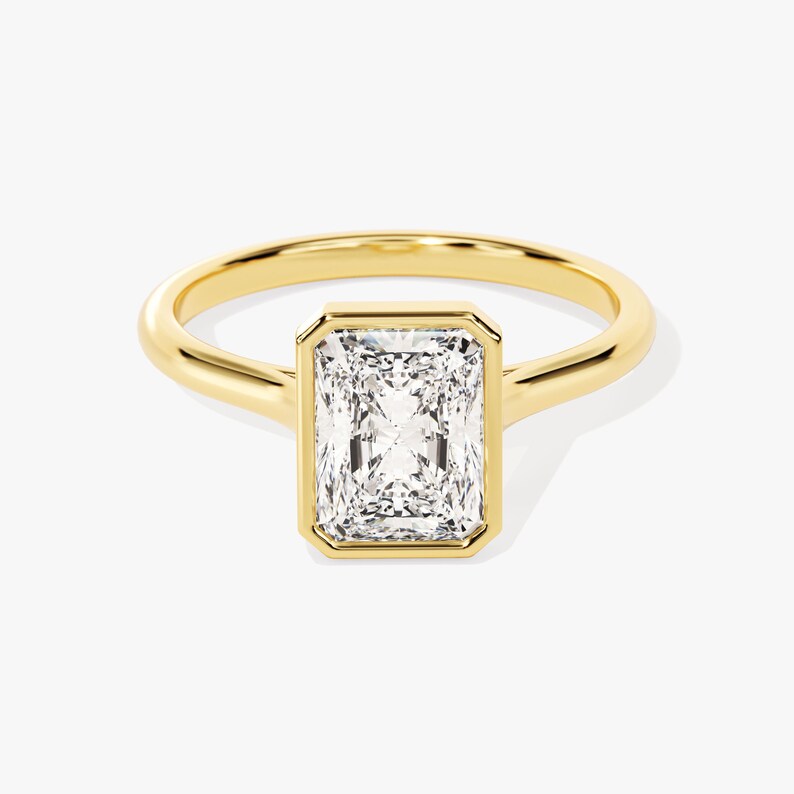 Stunning 1.0-2.0 CT Radiant Moissanite Engagement Ring with Bezel Design 1