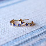 1.08 TCW Round Sapphire Lab Made Diamond- September Birthstone Hoops 6