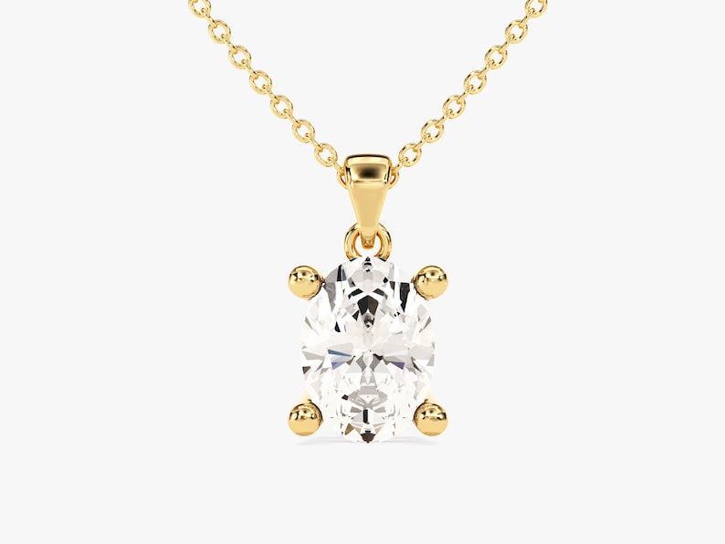 2.0 CT Oval Moissanite Diamond Solitaire Pendant Necklace in Solid Gold 1