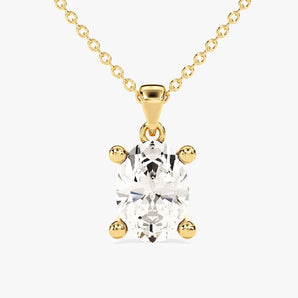 2.0 CT Oval Moissanite Diamond Solitaire Pendant Necklace in Solid Gold