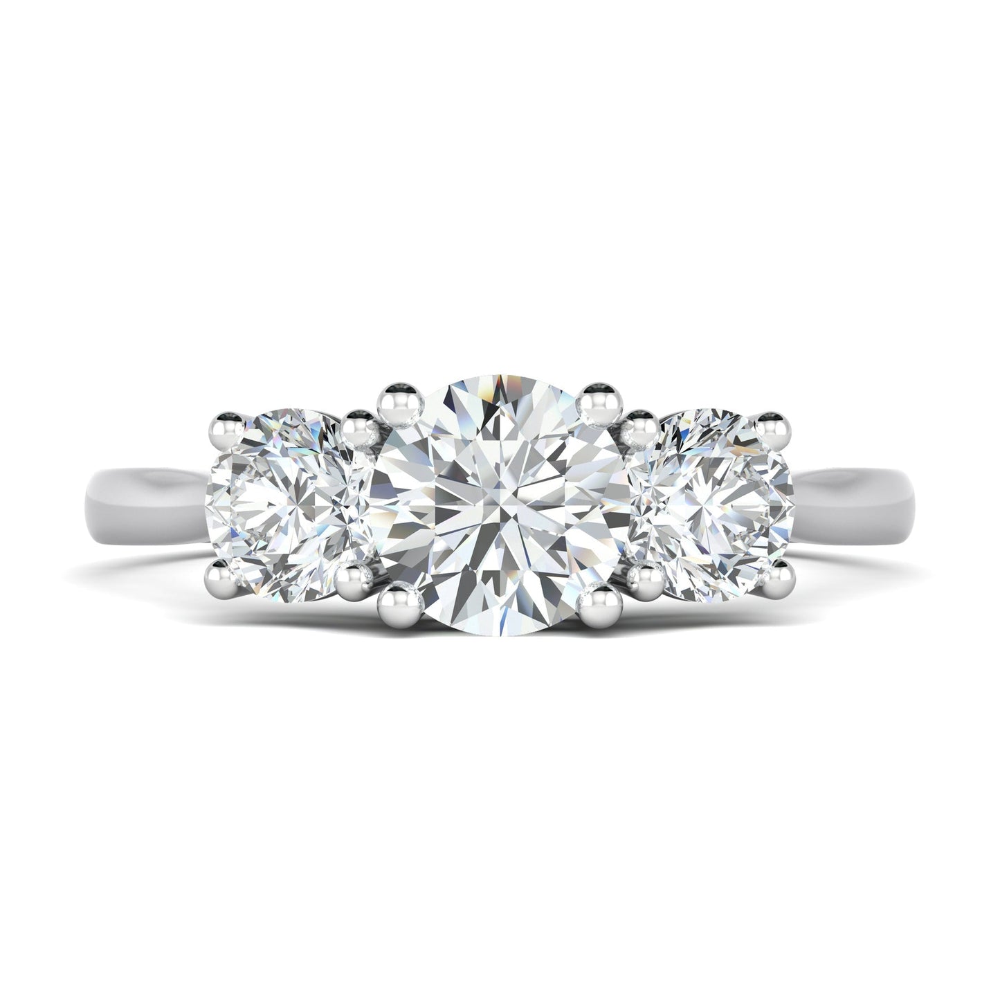 Stunning 0.6 CT Round Moissanite Stones Three Stones Wedding Band 1