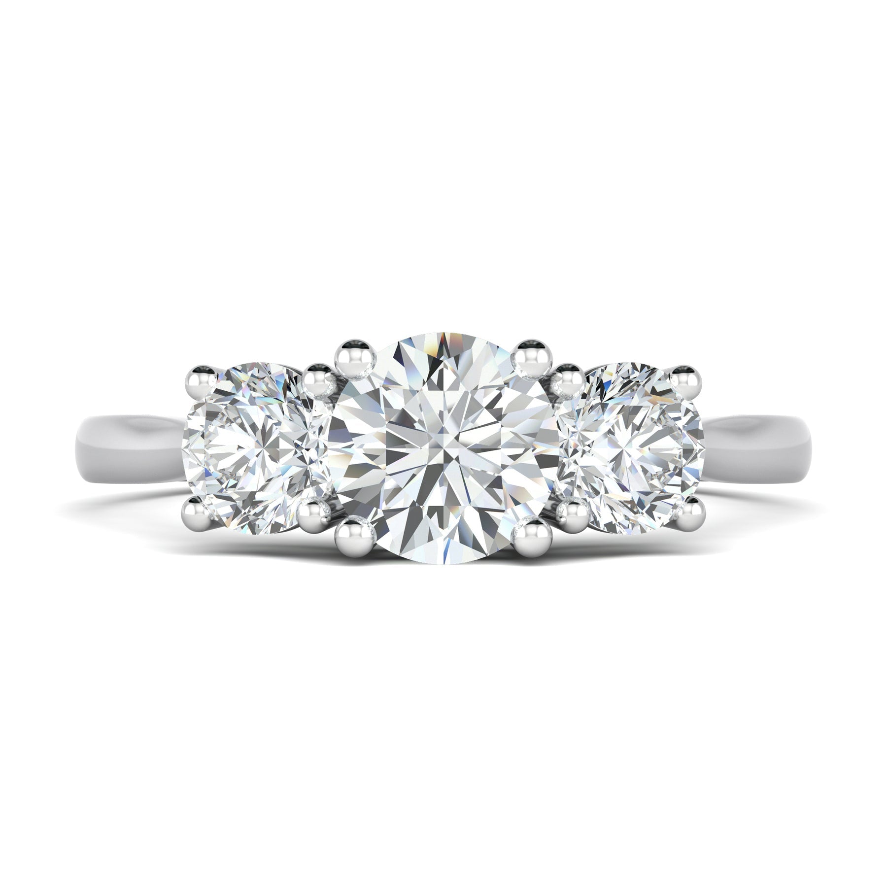 Stunning 0.6 CT Round Moissanite Stones Three Stones Wedding Band 1