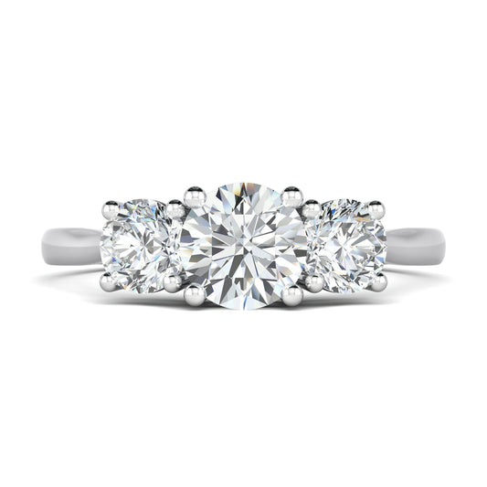Stunning 0.6 CT Round Moissanite Stones Three Stones Wedding Band 1