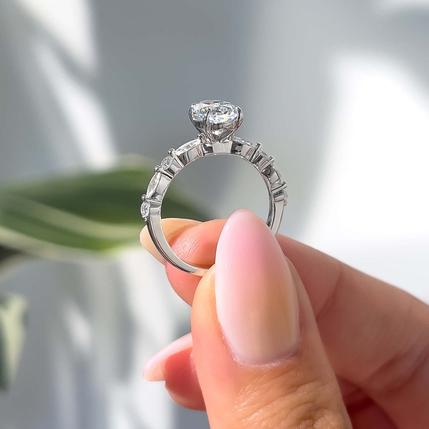 Stunning 1.5 CT Oval  Moissanite Engagement Ring with Pave Design 4