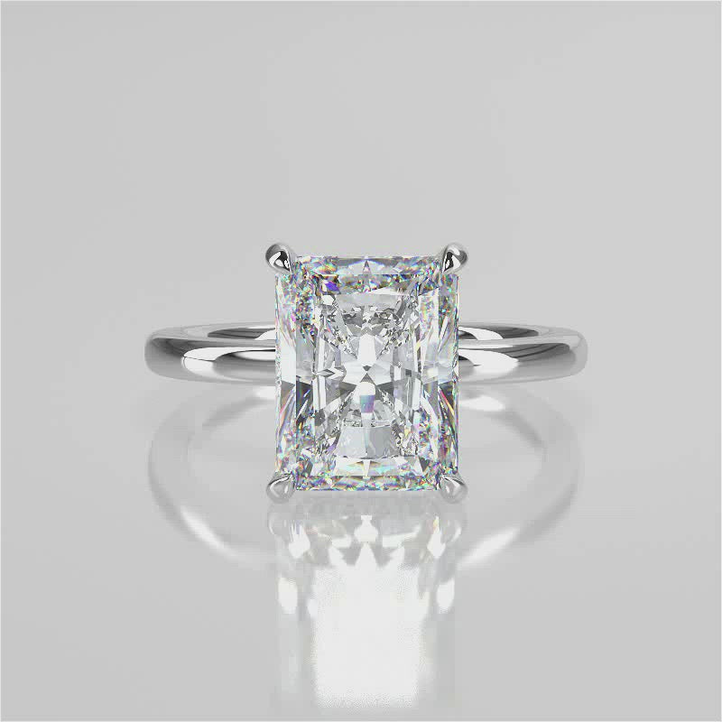Stunning 2.45 CT Radiant Moissanite Engagement Ring with Hidden Halo Design 4