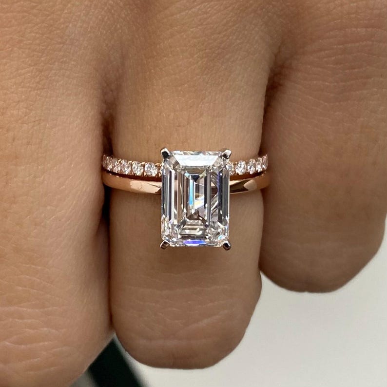 Stunning 3.40 CT Emerald Moissanite Engagement Ring with Solitaire Design 9