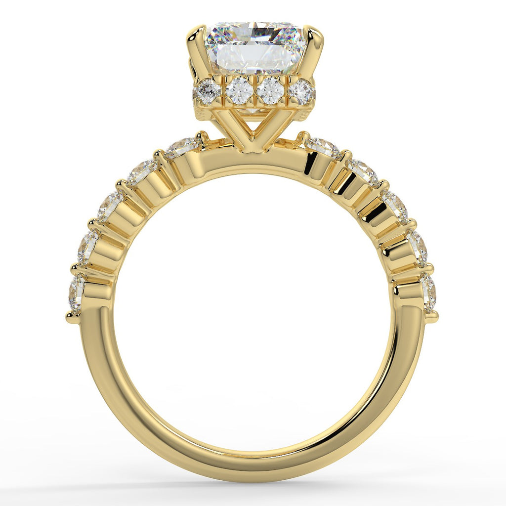 Stunning 2.50 CT Radiant Moissanite Engagement Ring with Hidden Halo & Pave Design 2