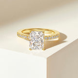 Stunning 3.0 CT Radiant Moissanite Engagement Ring in Pave Design 4