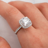 Stunning 1.0 - 2.0 CT Cushion Moissanite Engagement Ring with Pave & Halo Design 6