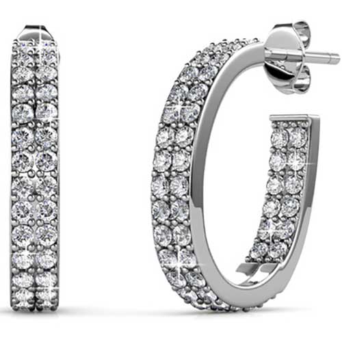 Round Cut Cubic Zirconia in 925 Sterling Silver Earrings 1