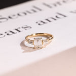 Stunning 1.0 - 2.0 CT Emerald Moissanite Engagement Ring with Three Stone Design 1