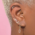 1.0 TCW Round Cut Moissanite Linked Up Earrings in Gold 8