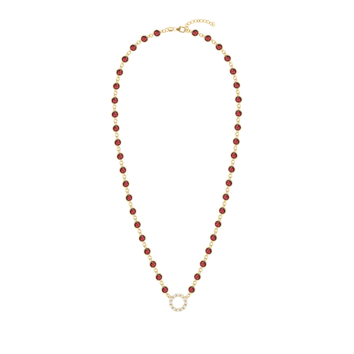 13.5 TCW Round Garnet Lab Made Diamond- January Birthstone Necklace 4