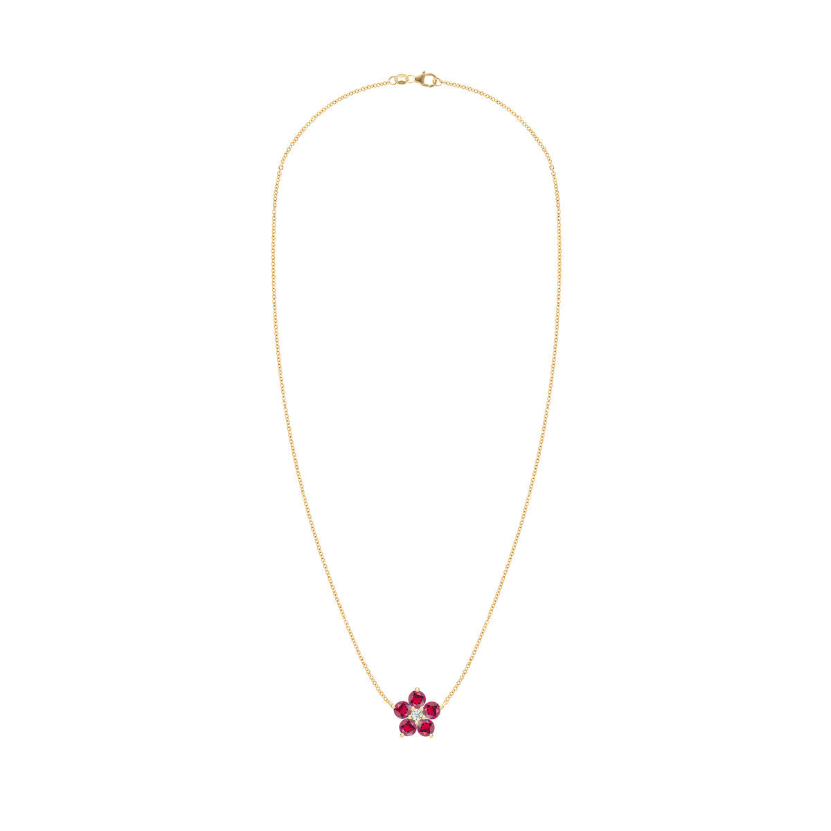 0.08 CT Round Ruby Lab Made Diamond- July Birthstone Necklace 4