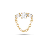 1.0 TCW Round Cut Moissanite Chained  Earrings in Gold 8