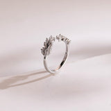 Stunning 0.2 TCW Marquise Moissanite Stones Leaf Wedding Bands 2