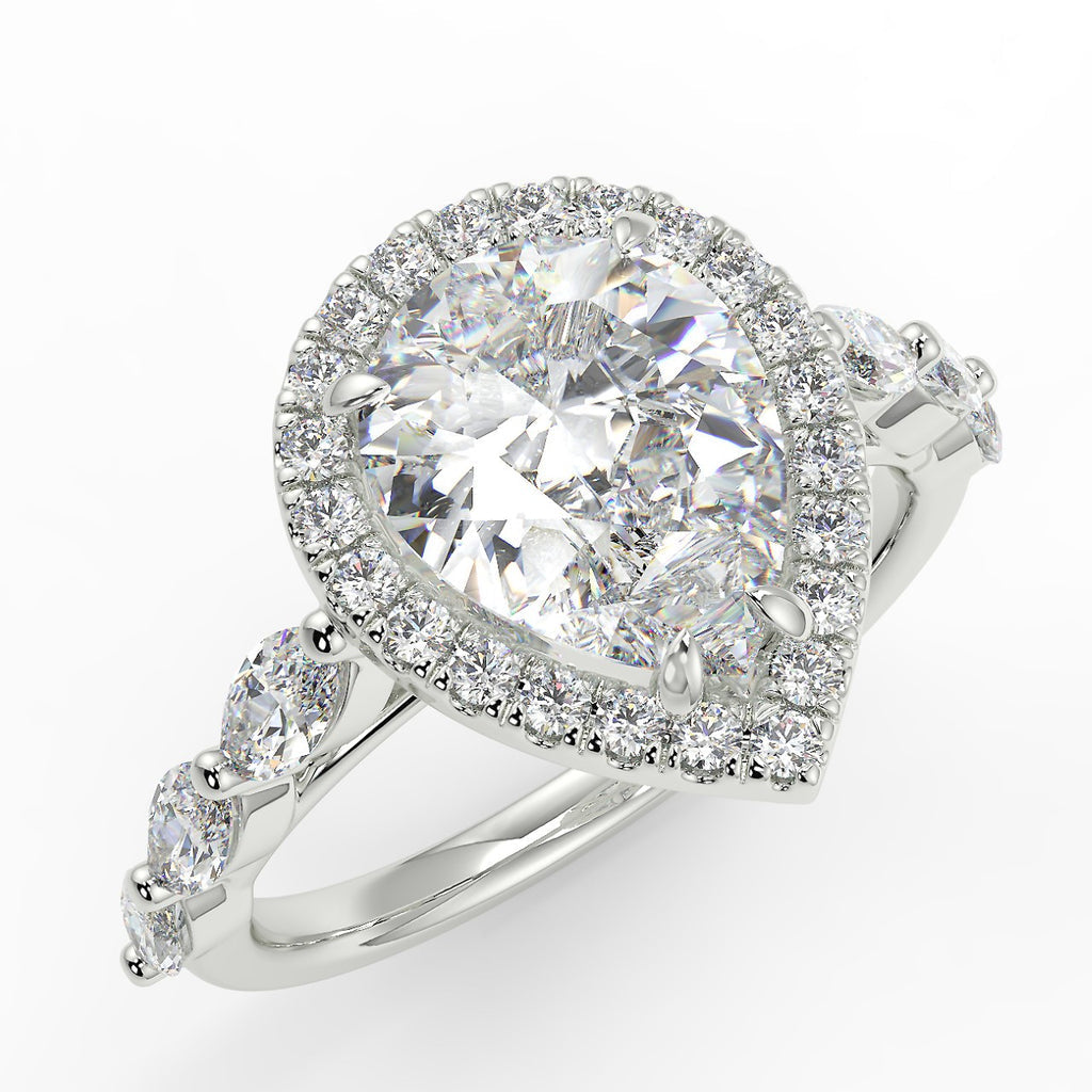 Stunning 0.81 CT Pear Moissanite Engagement Ring with Halo & Pave Design 5