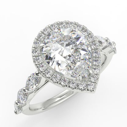 Stunning 0.81 CT Pear Moissanite Engagement Ring with Halo & Pave Design 5