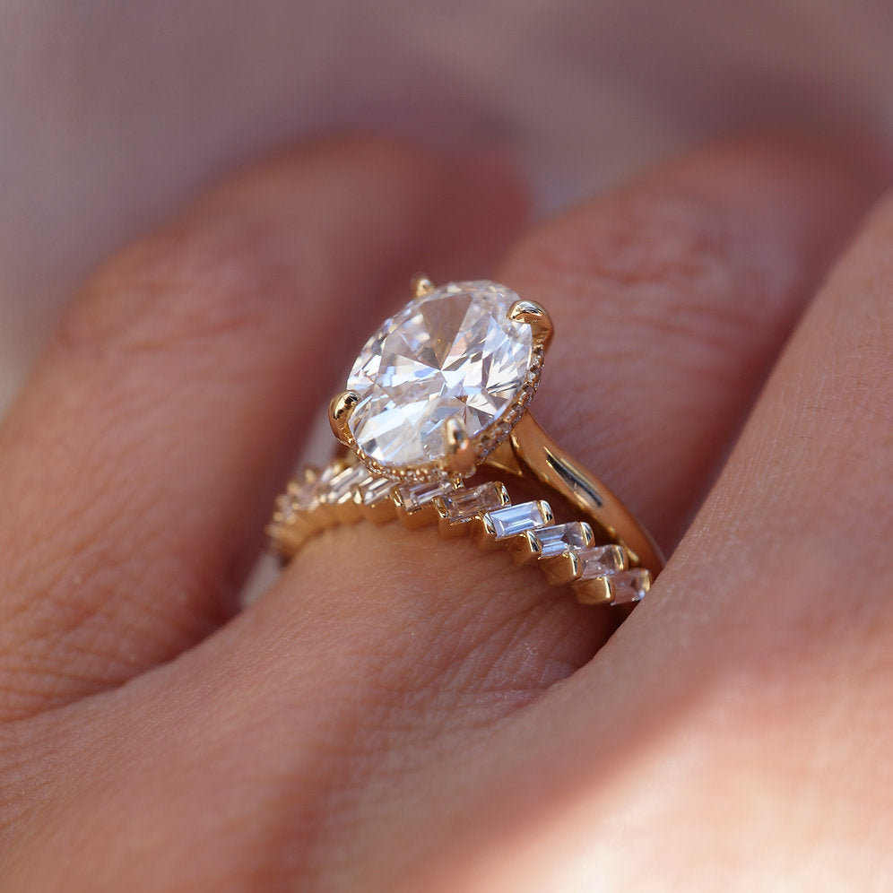 Stunning 0.4 TCW Baguette Moissanite Stones In Half Eternity Wedding Band 2