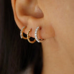 Stunning 0.40 TCW Round Cut Moissanite Huggies Earrings in Gold 4